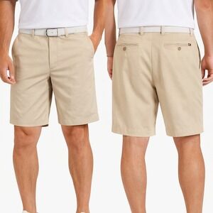 Tommy Hilfiger Golf Shorts Mens 38 Tan Khaki Performance Flat Front Polyester